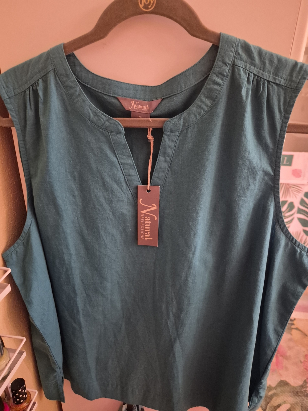 Bass Pro Shops Teal Sleeveless Split-Neck Camisole